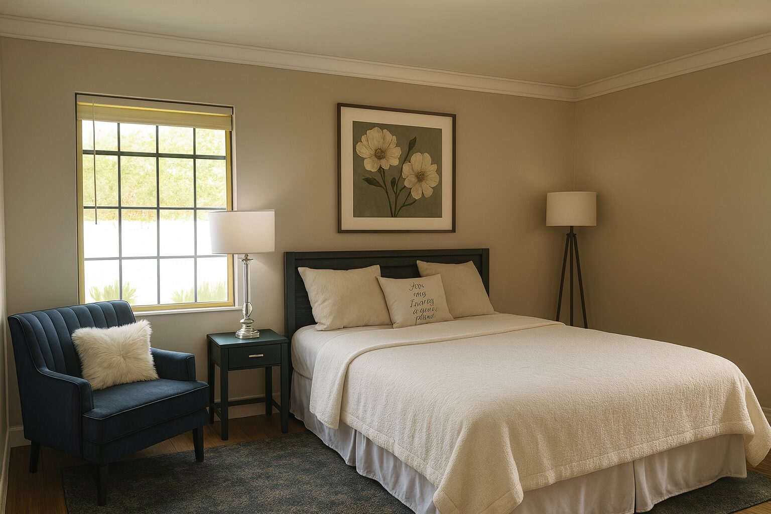 A quiet guest bedroom