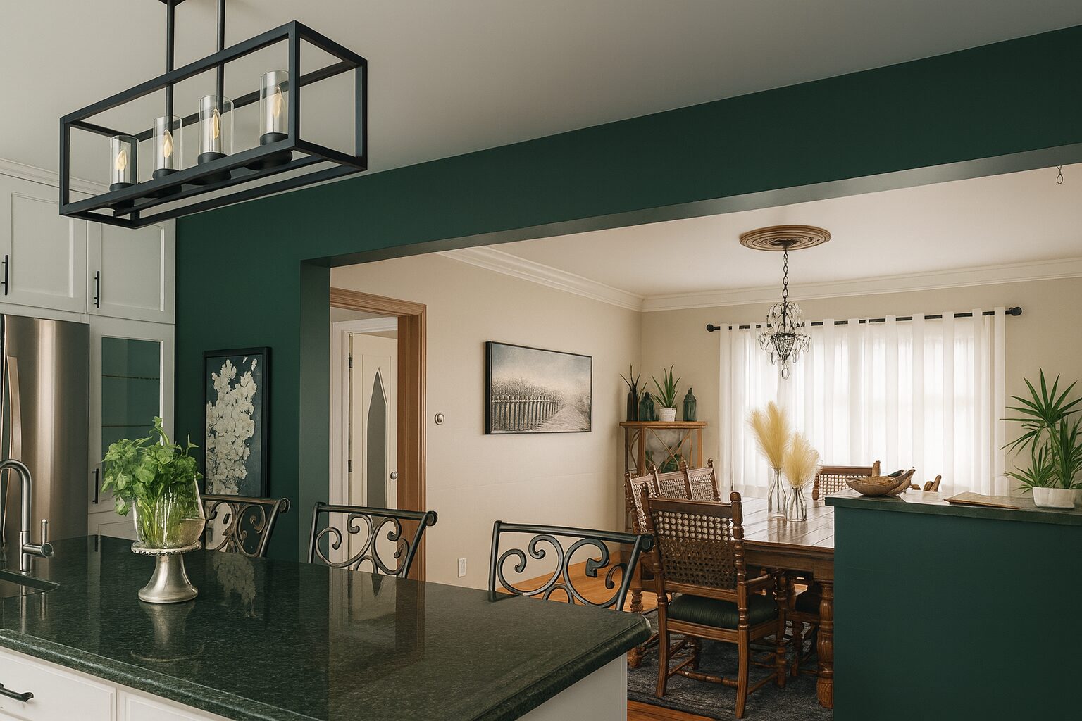 Kitchen with a view into the dining room