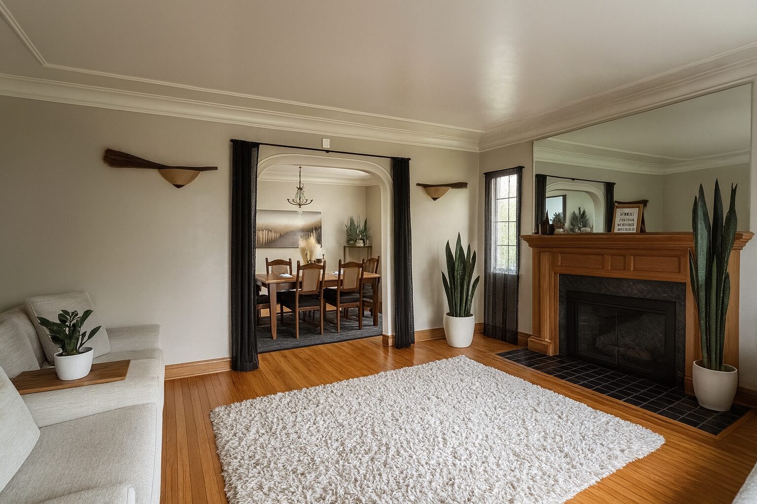 Living room with a view through to the dining room